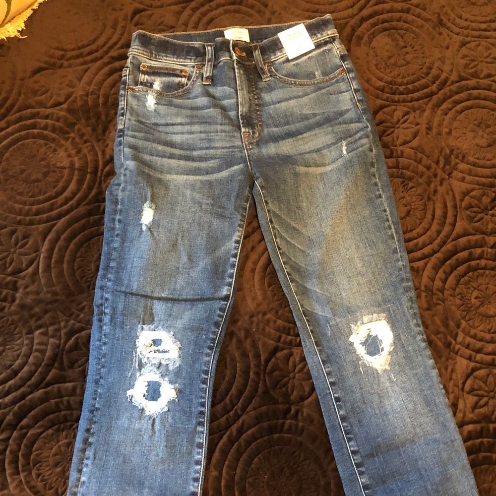 J. Crew Women's Distressed Denim Straight Leg Jeans 27reg new with tags